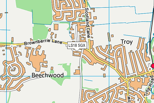 LS18 5GX map - OS VectorMap District (Ordnance Survey) LS18 5GX map - OS VectorMap District (Ordnance Survey)