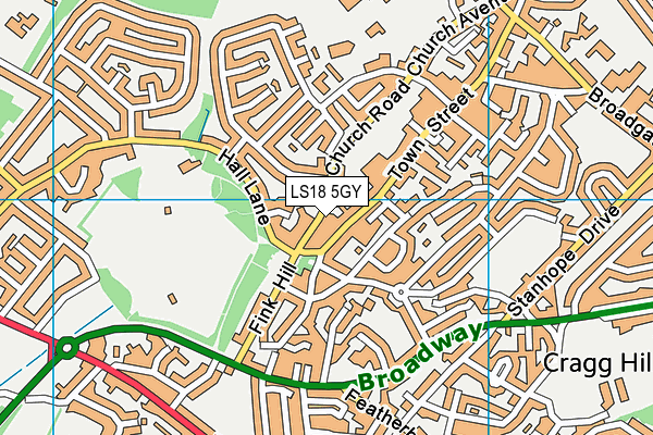 LS18 5GY map - OS VectorMap District (Ordnance Survey) LS18 5GY map - OS VectorMap District (Ordnance Survey)