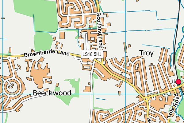 LS18 5HJ map - OS VectorMap District (Ordnance Survey) LS18 5HJ map - OS VectorMap District (Ordnance Survey)