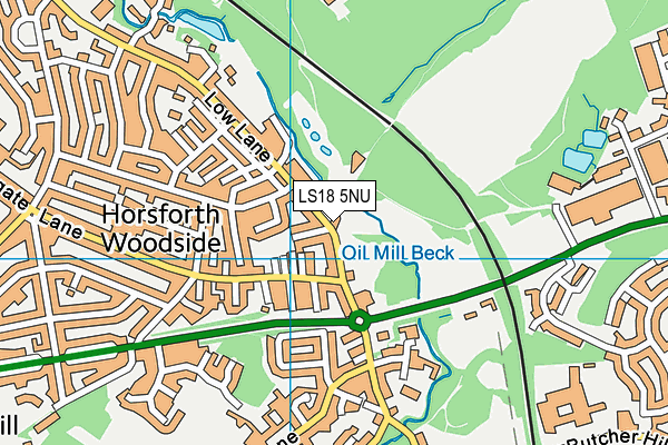 LS18 5NU map - OS VectorMap District (Ordnance Survey) LS18 5NU map - OS VectorMap District (Ordnance Survey)