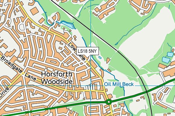 LS18 5NY map - OS VectorMap District (Ordnance Survey) LS18 5NY map - OS VectorMap District (Ordnance Survey)