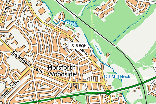 LS18 5QH map - OS VectorMap District (Ordnance Survey) LS18 5QH map - OS VectorMap District (Ordnance Survey)