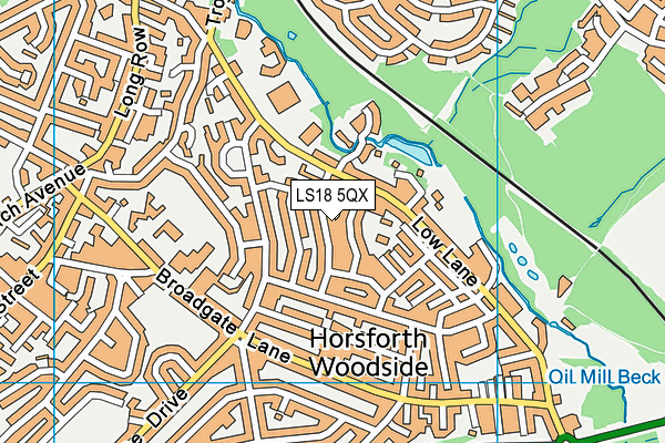LS18 5QX map - OS VectorMap District (Ordnance Survey) LS18 5QX map - OS VectorMap District (Ordnance Survey)