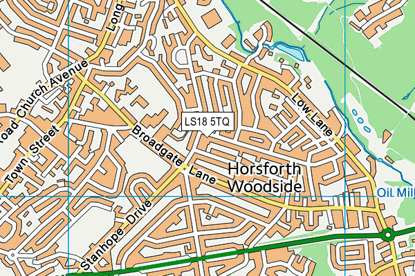 LS18 5TQ map - OS VectorMap District (Ordnance Survey) LS18 5TQ map - OS VectorMap District (Ordnance Survey)