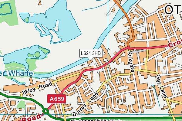 LS21 3HD map - OS VectorMap District (Ordnance Survey)