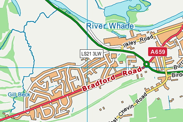 LS21 3LW map - OS VectorMap District (Ordnance Survey)