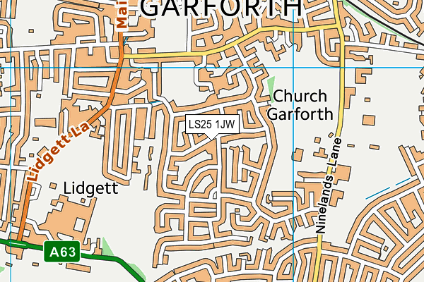 LS25 1JW map - OS VectorMap District (Ordnance Survey) LS25 1JW map - OS VectorMap District (Ordnance Survey)