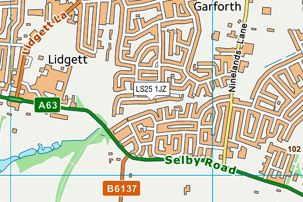 LS25 1JZ map - OS VectorMap District (Ordnance Survey) LS25 1JZ map - OS VectorMap District (Ordnance Survey)