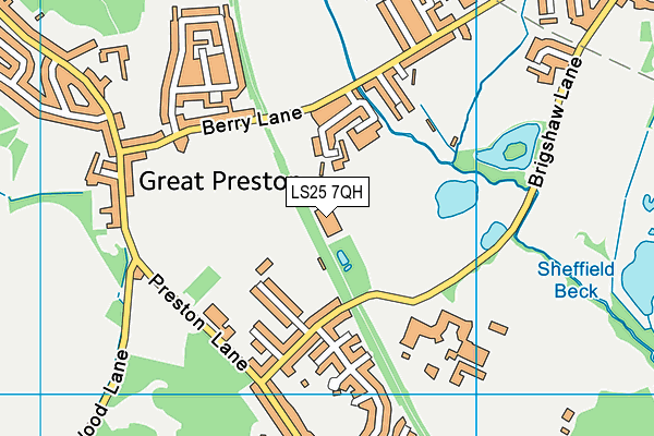 LS25 7QH map - OS VectorMap District (Ordnance Survey) LS25 7QH map - OS VectorMap District (Ordnance Survey)