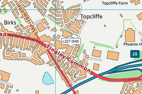 LS27 0HW map - OS VectorMap District (Ordnance Survey)