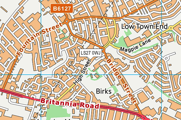 LS27 0WJ map - OS VectorMap District (Ordnance Survey)