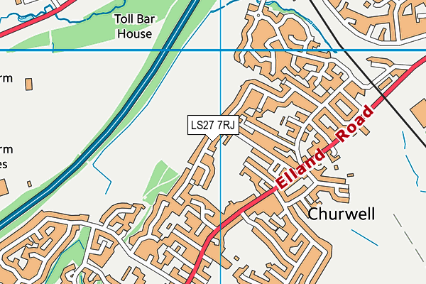 LS27 7RJ map - OS VectorMap District (Ordnance Survey)