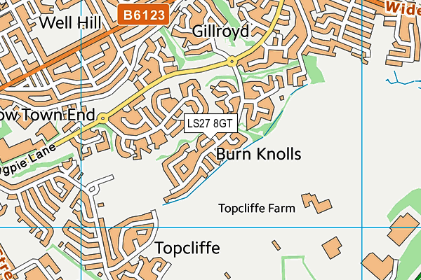 LS27 8GT map - OS VectorMap District (Ordnance Survey)