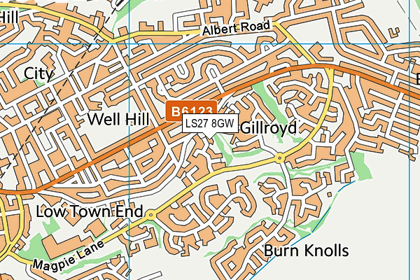 LS27 8GW map - OS VectorMap District (Ordnance Survey) LS27 8GW map - OS VectorMap District (Ordnance Survey)