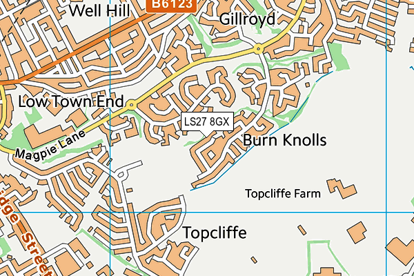 LS27 8GX map - OS VectorMap District (Ordnance Survey) LS27 8GX map - OS VectorMap District (Ordnance Survey)