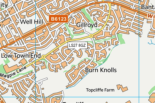 LS27 8GZ map - OS VectorMap District (Ordnance Survey) LS27 8GZ map - OS VectorMap District (Ordnance Survey)