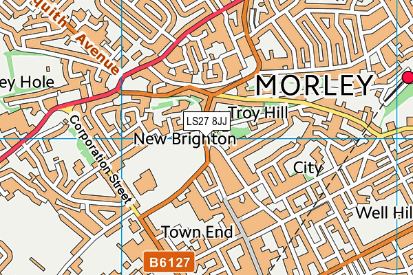 LS27 8JJ map - OS VectorMap District (Ordnance Survey)