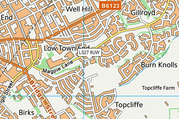 LS27 8UW map - OS VectorMap District (Ordnance Survey) LS27 8UW map - OS VectorMap District (Ordnance Survey)