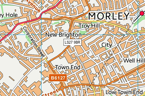 LS27 9BR map - OS VectorMap District (Ordnance Survey)