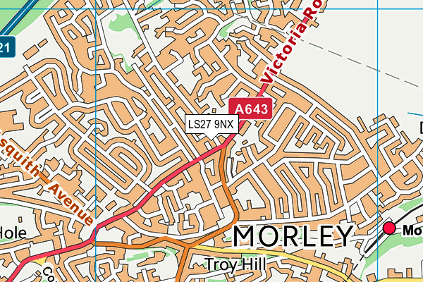 LS27 9NX map - OS VectorMap District (Ordnance Survey) LS27 9NX map - OS VectorMap District (Ordnance Survey)