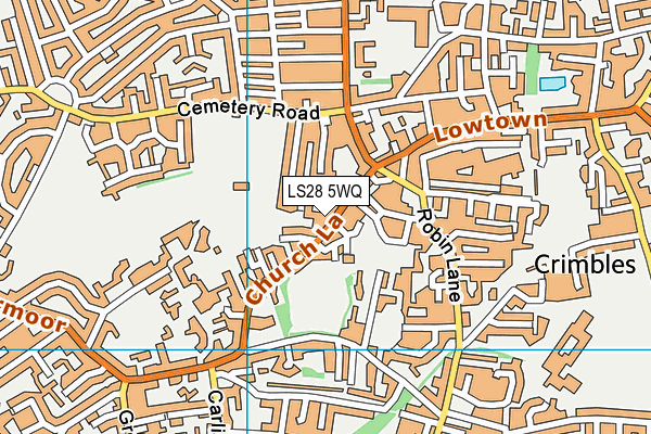 LS28 5WQ map - OS VectorMap District (Ordnance Survey)