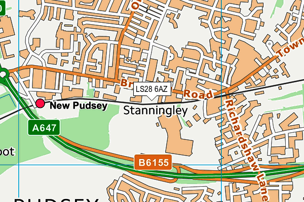 LS28 6AZ map - OS VectorMap District (Ordnance Survey) LS28 6AZ map - OS VectorMap District (Ordnance Survey)