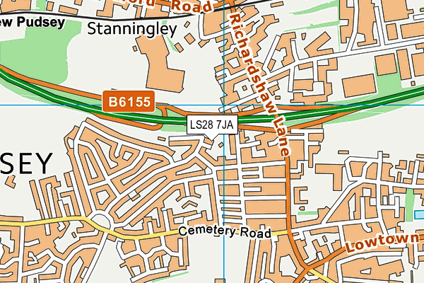 LS28 7JA map - OS VectorMap District (Ordnance Survey) LS28 7JA map - OS VectorMap District (Ordnance Survey)