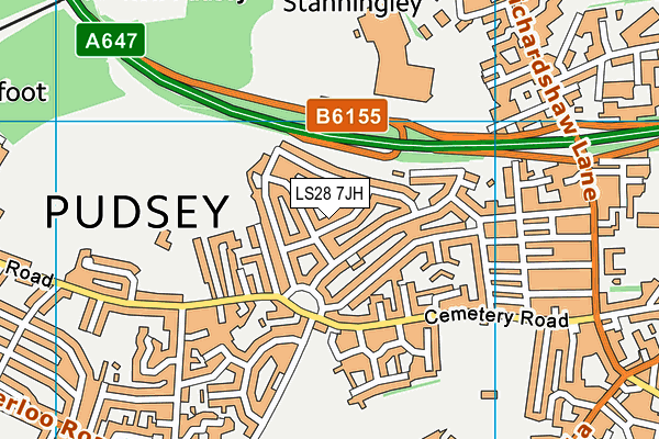 LS28 7JH map - OS VectorMap District (Ordnance Survey) LS28 7JH map - OS VectorMap District (Ordnance Survey)