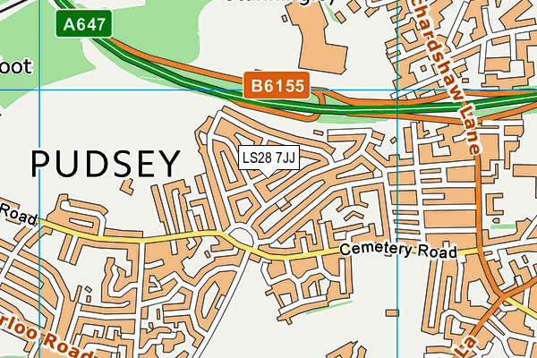 LS28 7JJ map - OS VectorMap District (Ordnance Survey) LS28 7JJ map - OS VectorMap District (Ordnance Survey)