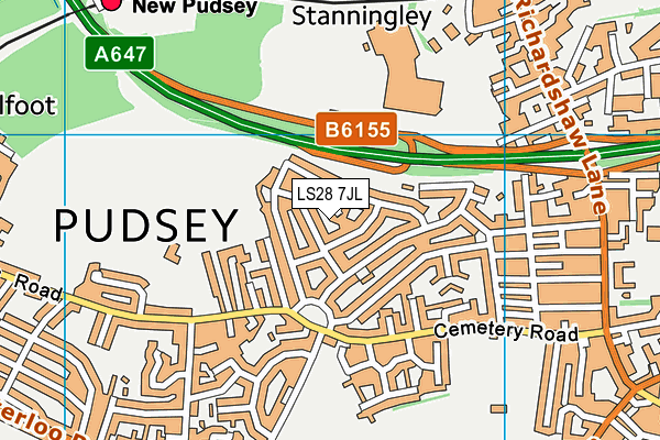 LS28 7JL map - OS VectorMap District (Ordnance Survey) LS28 7JL map - OS VectorMap District (Ordnance Survey)