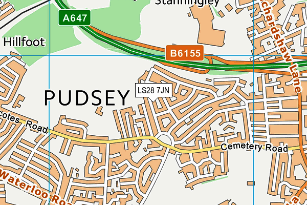 LS28 7JN map - OS VectorMap District (Ordnance Survey) LS28 7JN map - OS VectorMap District (Ordnance Survey)