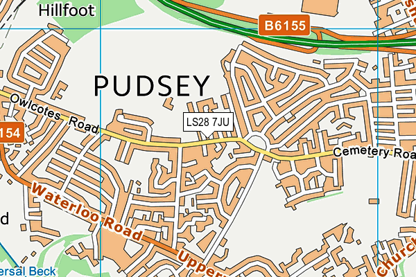 LS28 7JU map - OS VectorMap District (Ordnance Survey) LS28 7JU map - OS VectorMap District (Ordnance Survey)
