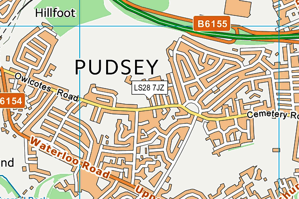 LS28 7JZ map - OS VectorMap District (Ordnance Survey)