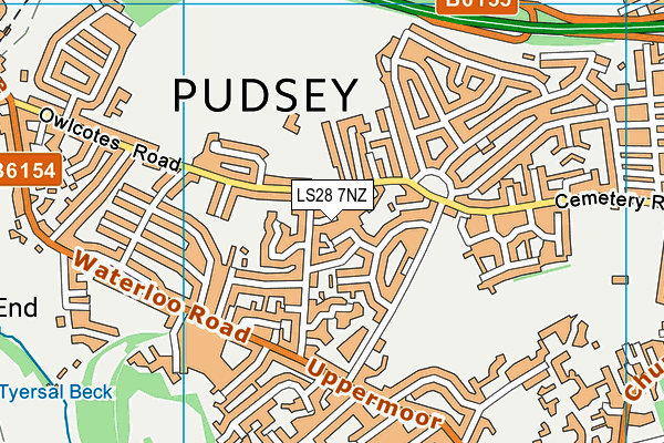 LS28 7NZ map - OS VectorMap District (Ordnance Survey) LS28 7NZ map - OS VectorMap District (Ordnance Survey)