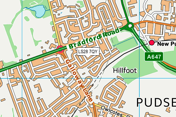 LS28 7QY map - OS VectorMap District (Ordnance Survey)