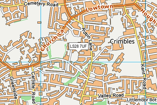 LS28 7UF map - OS VectorMap District (Ordnance Survey) LS28 7UF map - OS VectorMap District (Ordnance Survey)