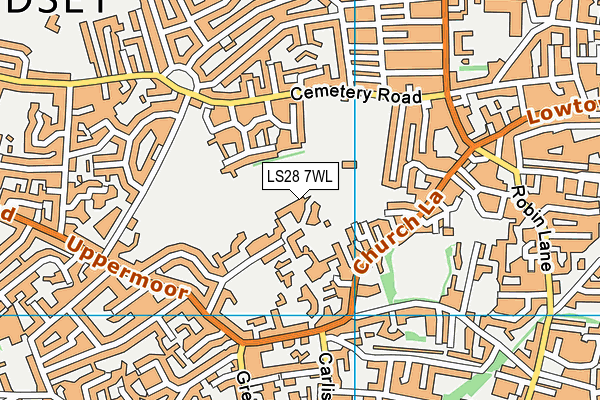 LS28 7WL map - OS VectorMap District (Ordnance Survey) LS28 7WL map - OS VectorMap District (Ordnance Survey)
