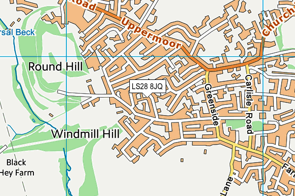 LS28 8JQ map - OS VectorMap District (Ordnance Survey) LS28 8JQ map - OS VectorMap District (Ordnance Survey)