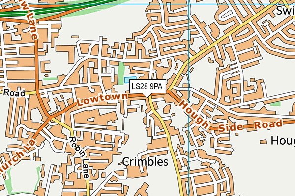 LS28 9PA map - OS VectorMap District (Ordnance Survey)