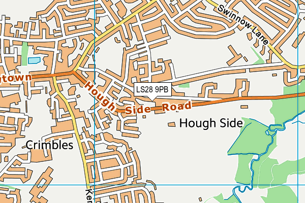 LS28 9PB map - OS VectorMap District (Ordnance Survey) LS28 9PB map - OS VectorMap District (Ordnance Survey)