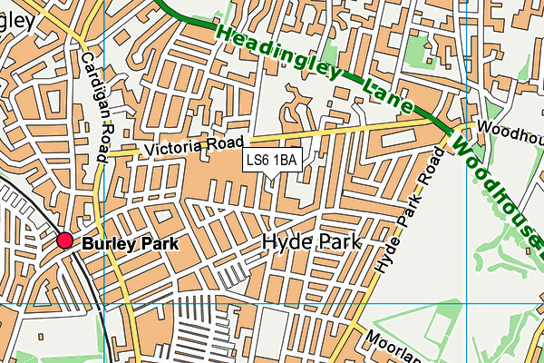 LS6 1BA map - OS VectorMap District (Ordnance Survey) LS6 1BA map - OS VectorMap District (Ordnance Survey)