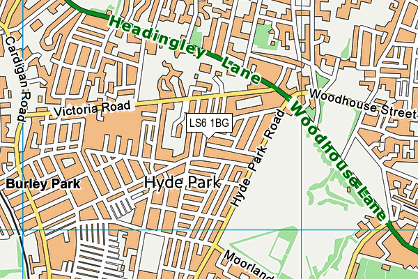 LS6 1BG map - OS VectorMap District (Ordnance Survey) LS6 1BG map - OS VectorMap District (Ordnance Survey)