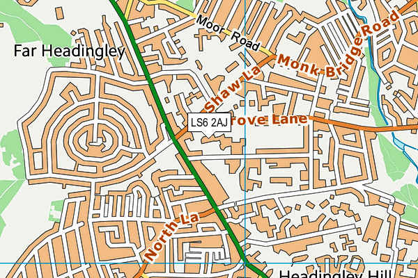 LS6 2AJ map - OS VectorMap District (Ordnance Survey)