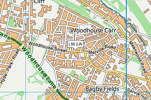 LS6 2JN map - OS VectorMap District (Ordnance Survey) LS6 2JN map - OS VectorMap District (Ordnance Survey)