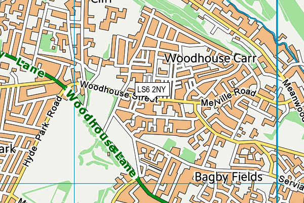LS6 2NY map - OS VectorMap District (Ordnance Survey) LS6 2NY map - OS VectorMap District (Ordnance Survey)
