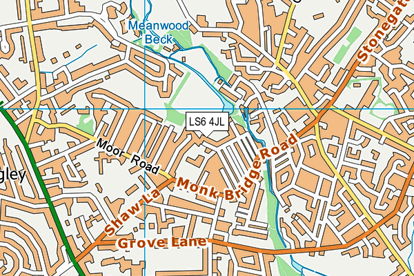 LS6 4JL map - OS VectorMap District (Ordnance Survey) LS6 4JL map - OS VectorMap District (Ordnance Survey)