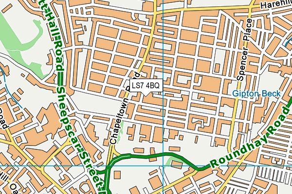 LS7 4BQ map - OS VectorMap District (Ordnance Survey) LS7 4BQ map - OS VectorMap District (Ordnance Survey)