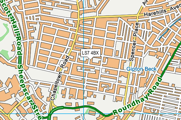 LS7 4BX map - OS VectorMap District (Ordnance Survey) LS7 4BX map - OS VectorMap District (Ordnance Survey)