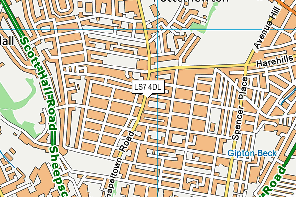 LS7 4DL map - OS VectorMap District (Ordnance Survey) LS7 4DL map - OS VectorMap District (Ordnance Survey)