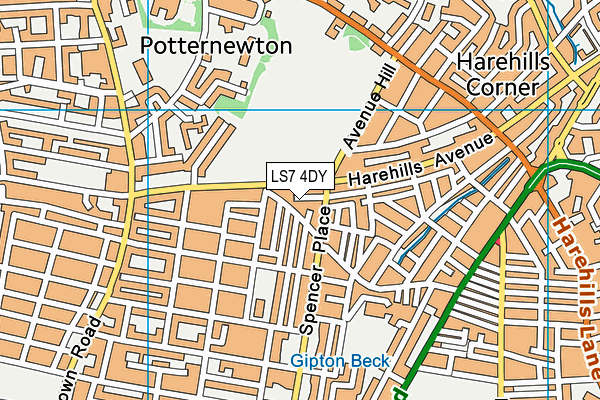 LS7 4DY map - OS VectorMap District (Ordnance Survey) LS7 4DY map - OS VectorMap District (Ordnance Survey)
